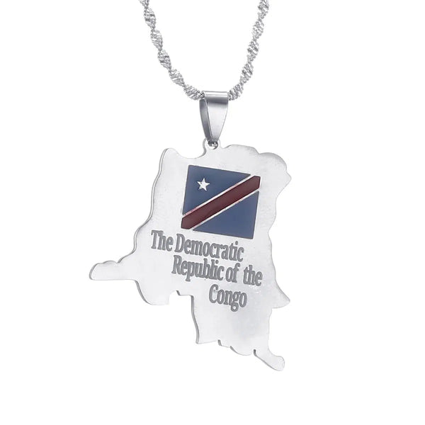 Democratic Republic of The Congo Flag Map Necklace