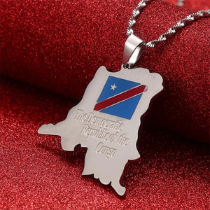 Democratic Republic of The Congo Flag Map Necklace