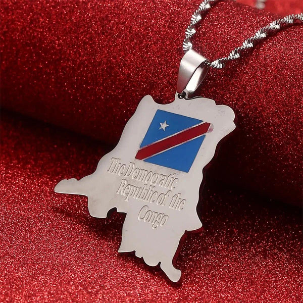 Democratic Republic of The Congo Flag Map Necklace