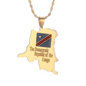 Democratic Republic of The Congo Flag Map Necklace