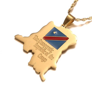 Democratic Republic of The Congo Flag Map Necklace
