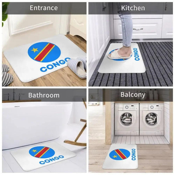Democratic Republic of the Congo Flag Doormat - Welcome Mat for Bath and Front Door
