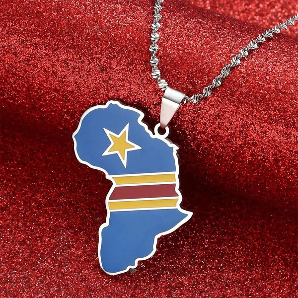 Democratic Republic of the Congo Flag Map Necklace