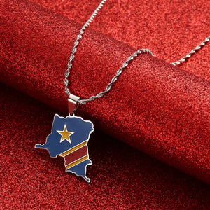 Democratic Republic of the Congo Flag Map Necklace