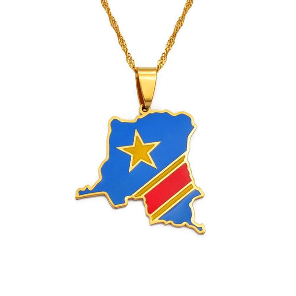 Democratic Republic of the Congo Flag Map Necklace