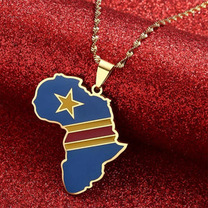 Democratic Republic of the Congo Flag Map Necklace