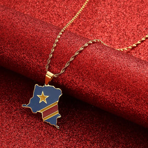 Democratic Republic of the Congo Flag Map Necklace