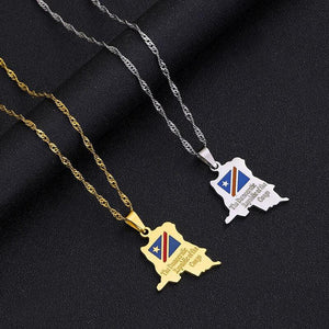 Democratic Republic of the Congo Flag Map Necklace