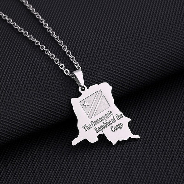 Democratic Republic of the Congo Flag Map Necklace