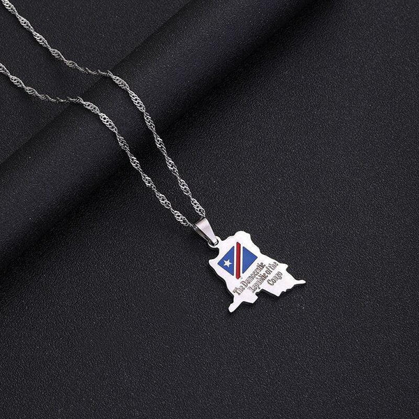 Democratic Republic of the Congo Flag Map Necklace