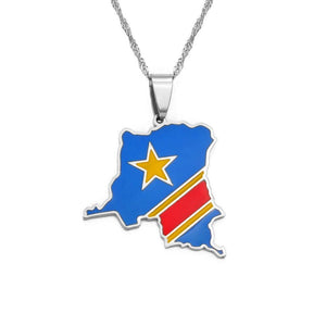 Democratic Republic of the Congo Flag Map Necklace