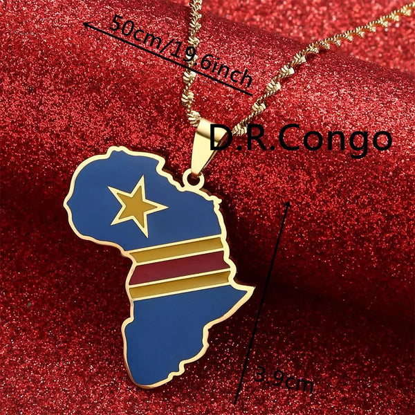 Democratic Republic of the Congo Flag Map Necklace