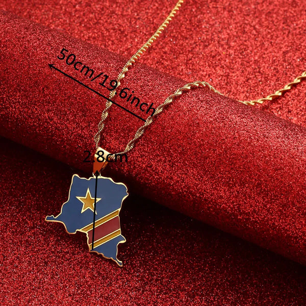 Democratic Republic of the Congo Flag Map Necklace