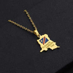 Democratic Republic of the Congo Flag Map Necklace