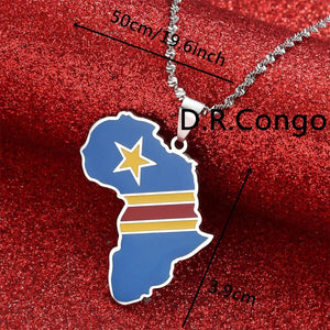 Democratic Republic of the Congo Flag Map Necklace