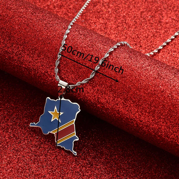 Democratic Republic of the Congo Flag Map Necklace