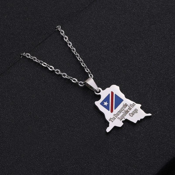 Democratic Republic of the Congo Flag Map Necklace