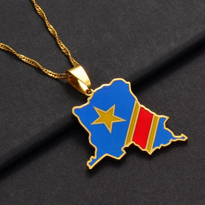 Democratic Republic of the Congo Flag Map Necklace