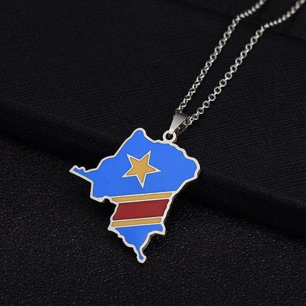 Democratic Republic of the Congo Flag Map Necklace
