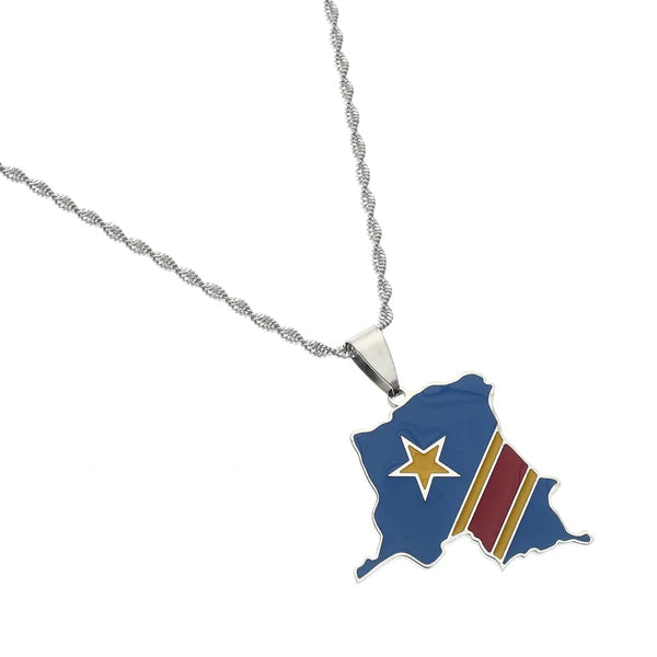 Democratic Republic of the Congo Flag Map Necklace