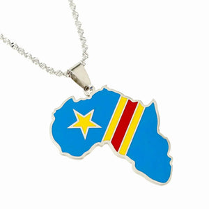 Democratic Republic of the Congo Flag Map Necklace