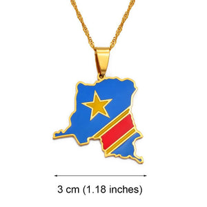 Democratic Republic of the Congo Flag Map Necklace