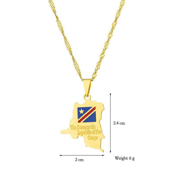 Democratic Republic of the Congo Flag Map Necklace