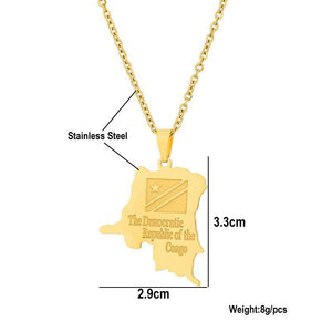 Democratic Republic of the Congo Flag Map Necklace