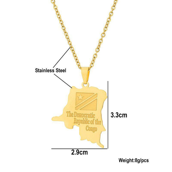 Democratic Republic of the Congo Flag Map Necklace