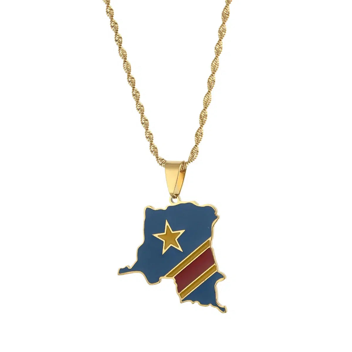 Democratic Republic of the Congo Flag Map Necklace