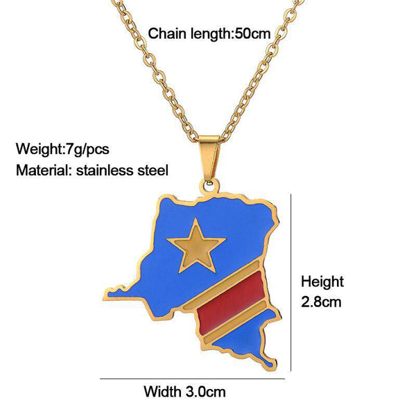 Democratic Republic of the Congo Flag Map Necklace