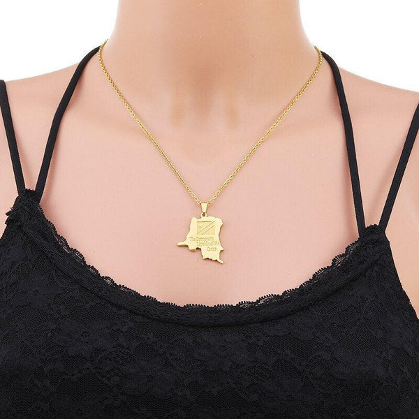 Democratic Republic of the Congo Flag Map Necklace