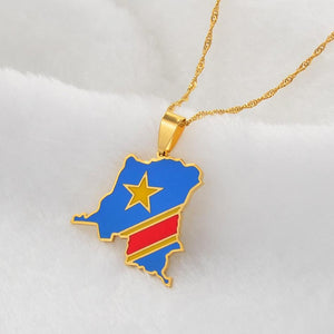 Democratic Republic of the Congo Flag Map Necklace