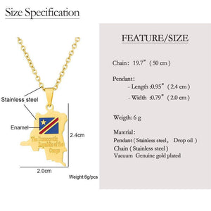Democratic Republic of the Congo Flag Map Necklace