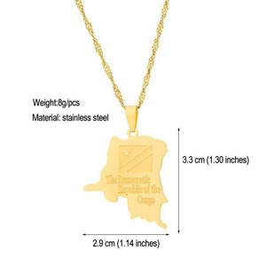 Democratic Republic of the Congo Flag Map Necklace