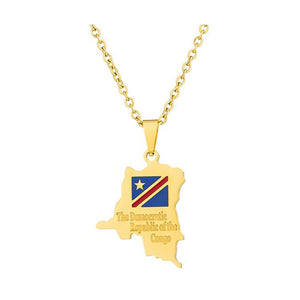 Democratic Republic of the Congo Flag Map Necklace