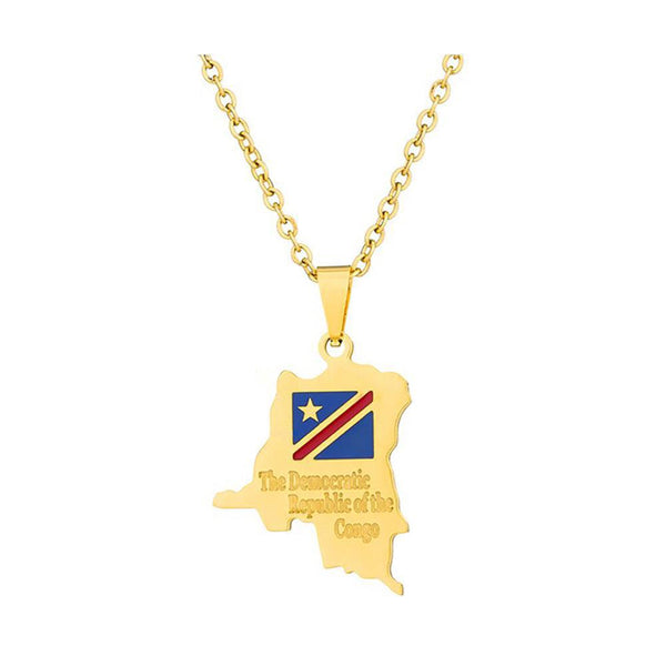 Democratic Republic of the Congo Flag Map Necklace