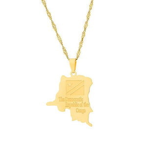 Democratic Republic of the Congo Flag Map Necklace