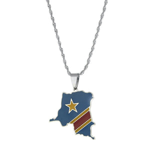 Democratic Republic of the Congo Flag Map Necklace