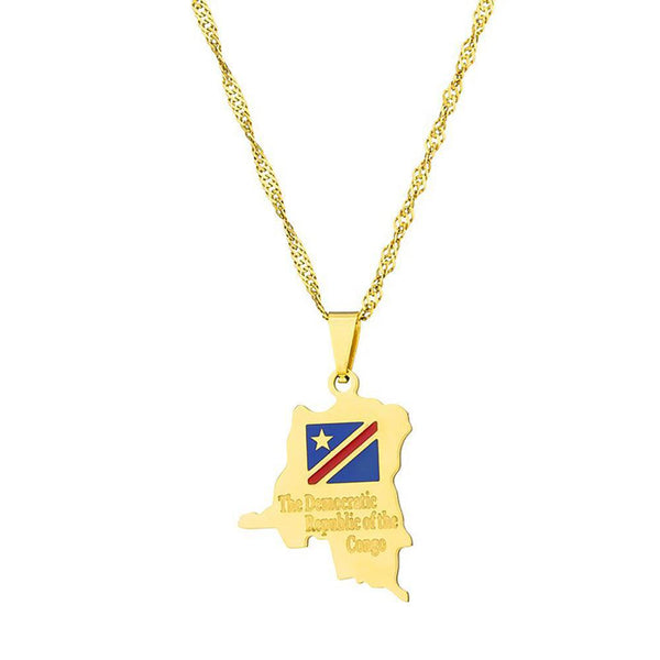 Democratic Republic of the Congo Flag Map Necklace