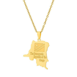 Democratic Republic of the Congo Flag Map Necklace