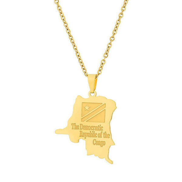 Democratic Republic of the Congo Flag Map Necklace