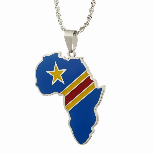 Democratic Republic of the Congo Flag Map Necklace