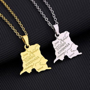 Democratic Republic of the Congo Map Necklace