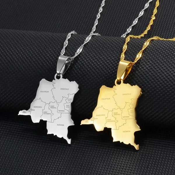 Democratic Republic of the Congo Map Necklace
