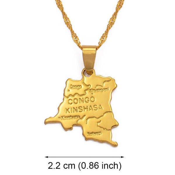 Democratic Republic of the Congo Map Necklace