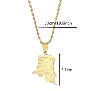 Democratic Republic of the Congo Map Necklace