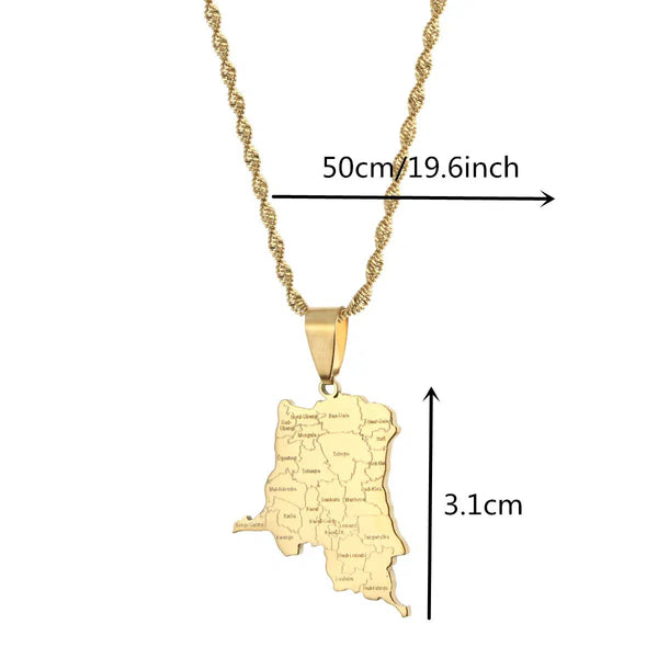 Democratic Republic of the Congo Map Necklace