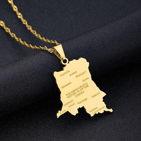 Democratic Republic of the Congo Map Necklace