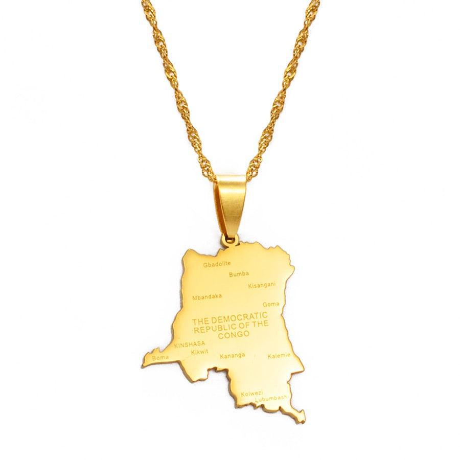 Democratic Republic of the Congo Map Necklace